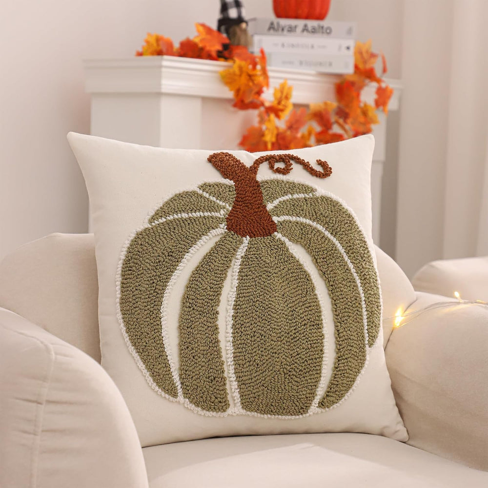 Halloween Fall Throw Pillow Covers 20x20 Set of 2 Green Pumpkin