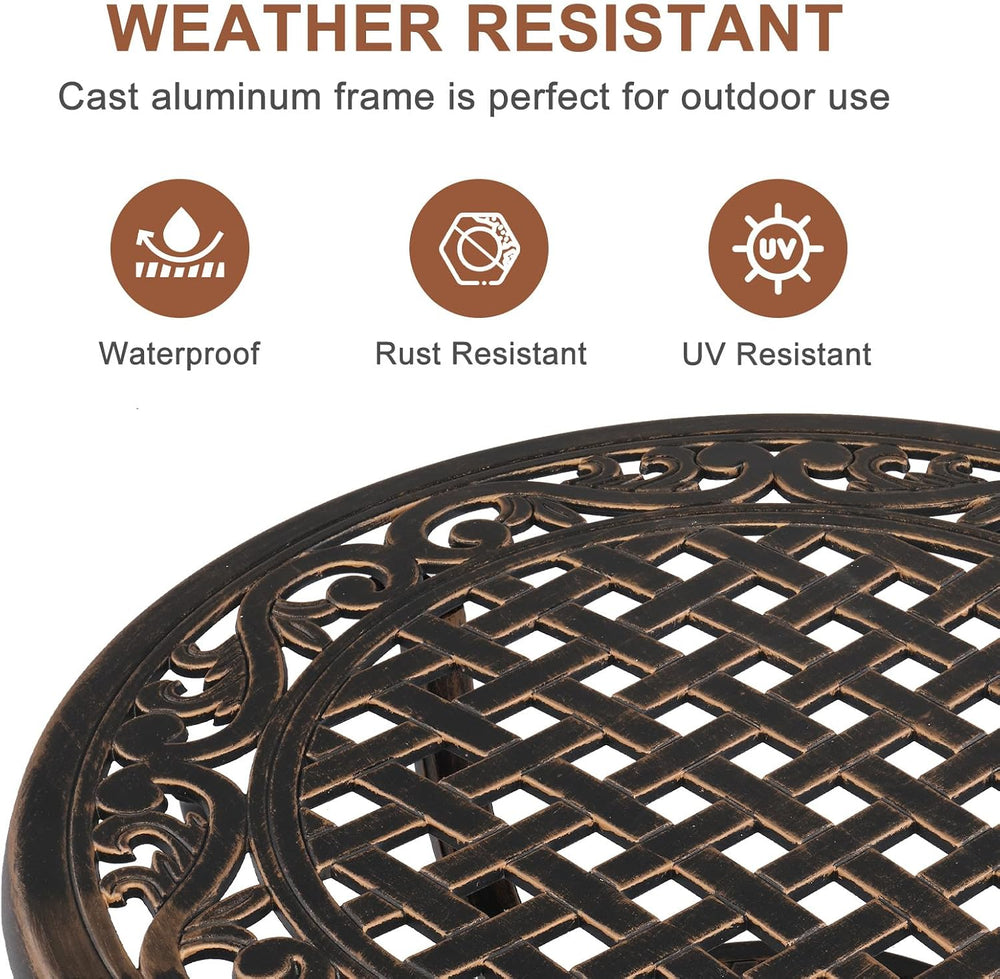 VINGLI 22" Cast Aluminum Outdoor Side Table, All Weather Patio SideTable...