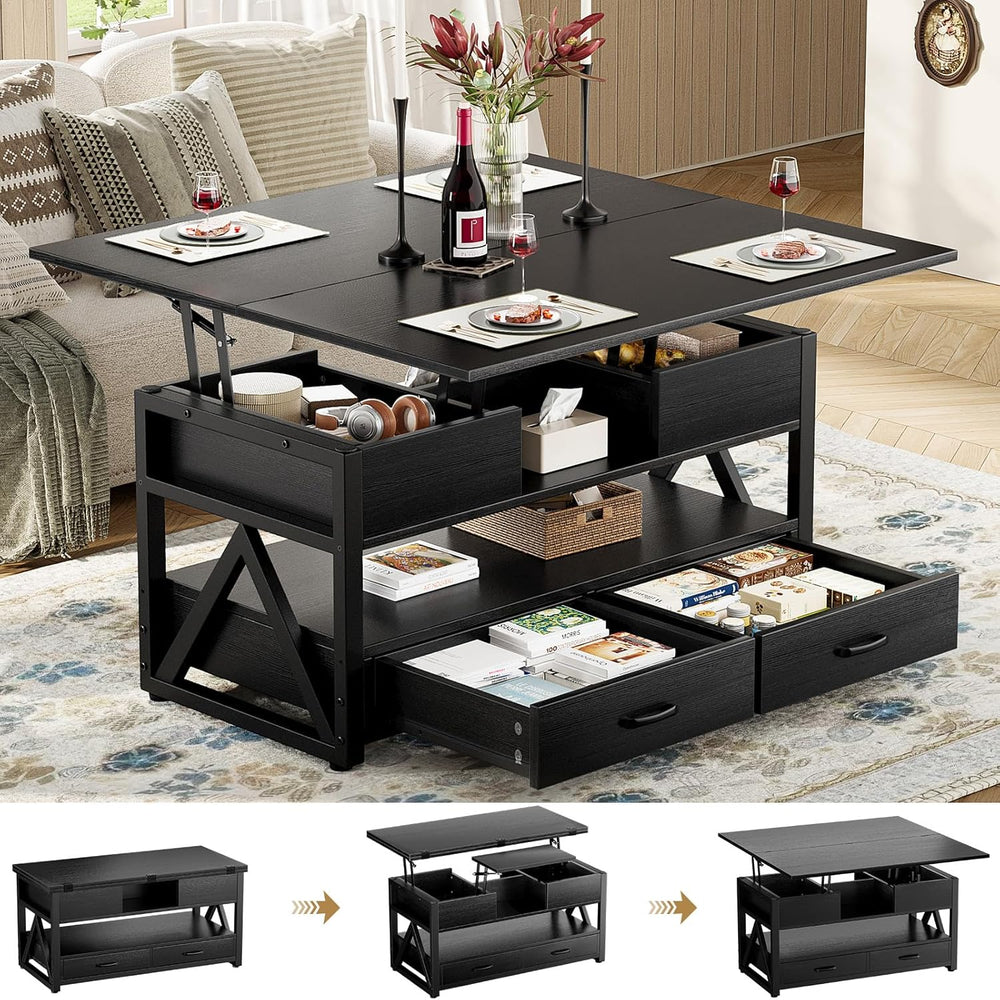 Memobarco 40" Lift Top Coffee Table with Storage,Black