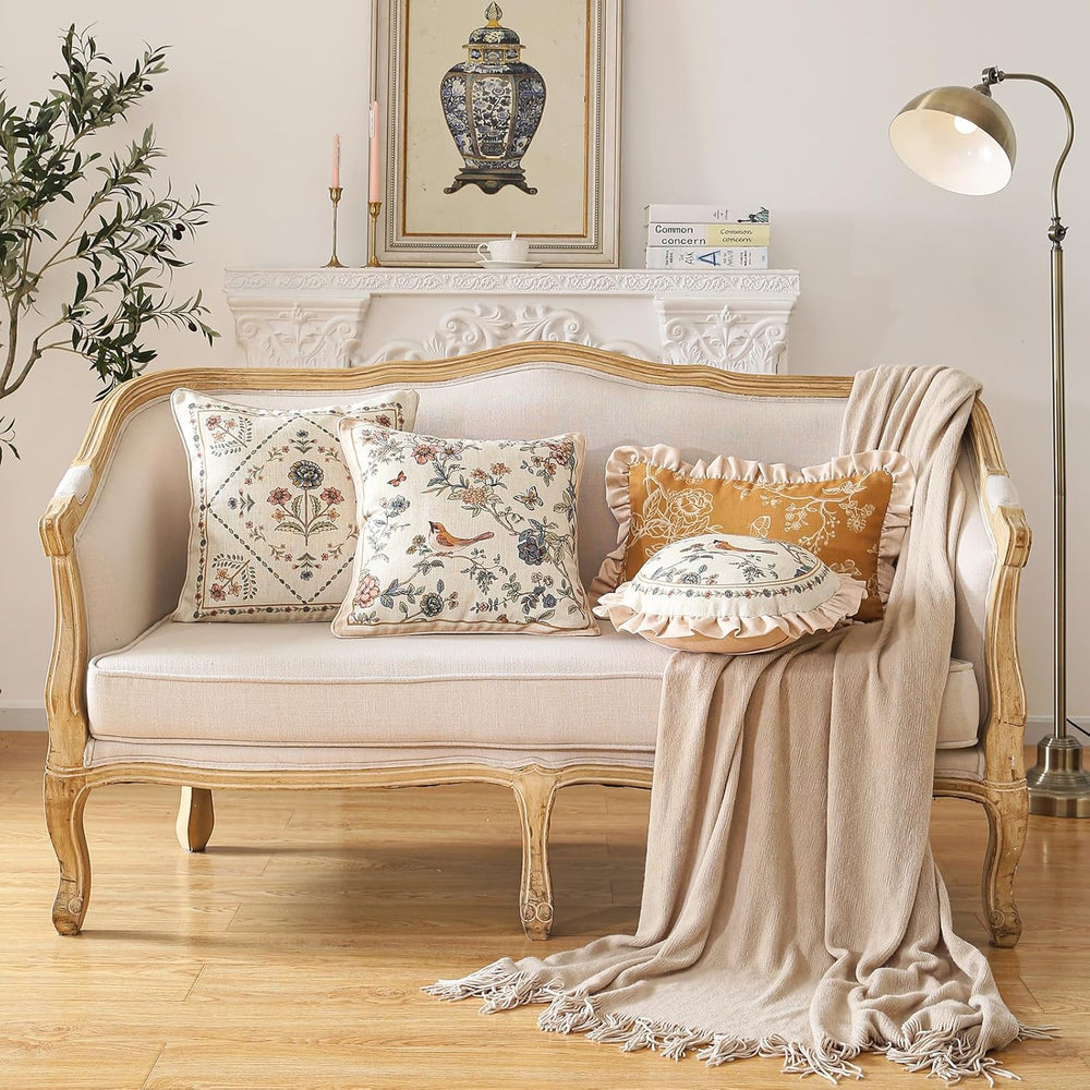 ISAENNE Designer Printed Square Throw Pillow Cover,Set of 2,18"x18"