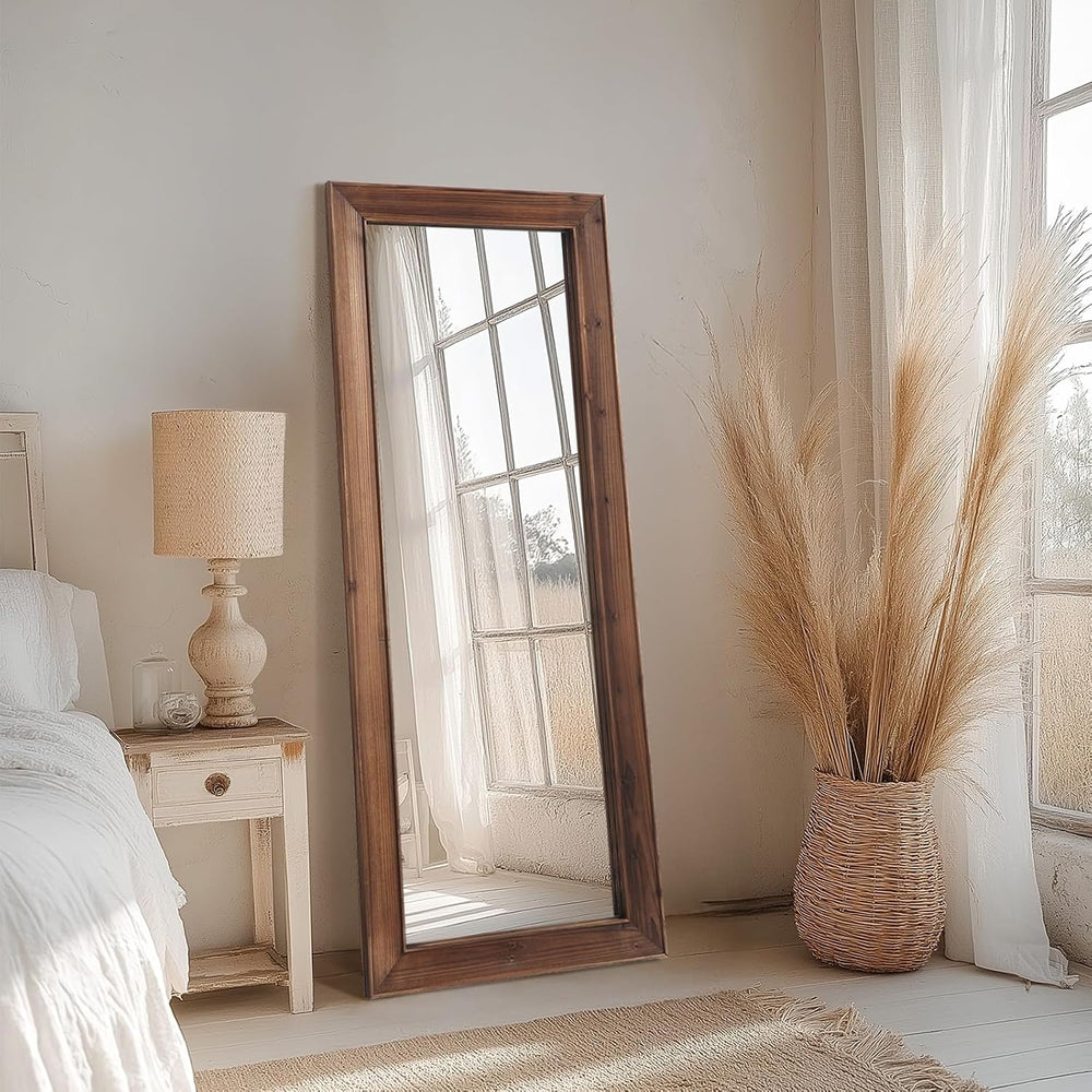 MirrMuse Rustic Floor Full Length Mirror Wood Frame, 56"x21" Brown ...