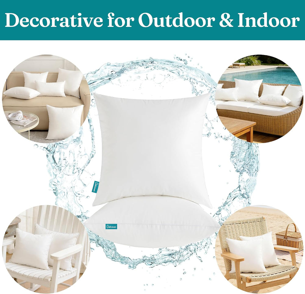 Oubonun Waterproof Outdoor Pillow Inserts 18 x 18 Set of 4, Square Pillows