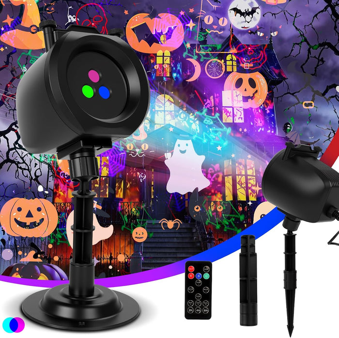 Halloween Projector Laser Lights Outdoor, Muli Color Projection Lights with Remote Controller, Outdoor Waterproof Indoor Patio Garden Landscape Decor Tree Decoration (RGB)