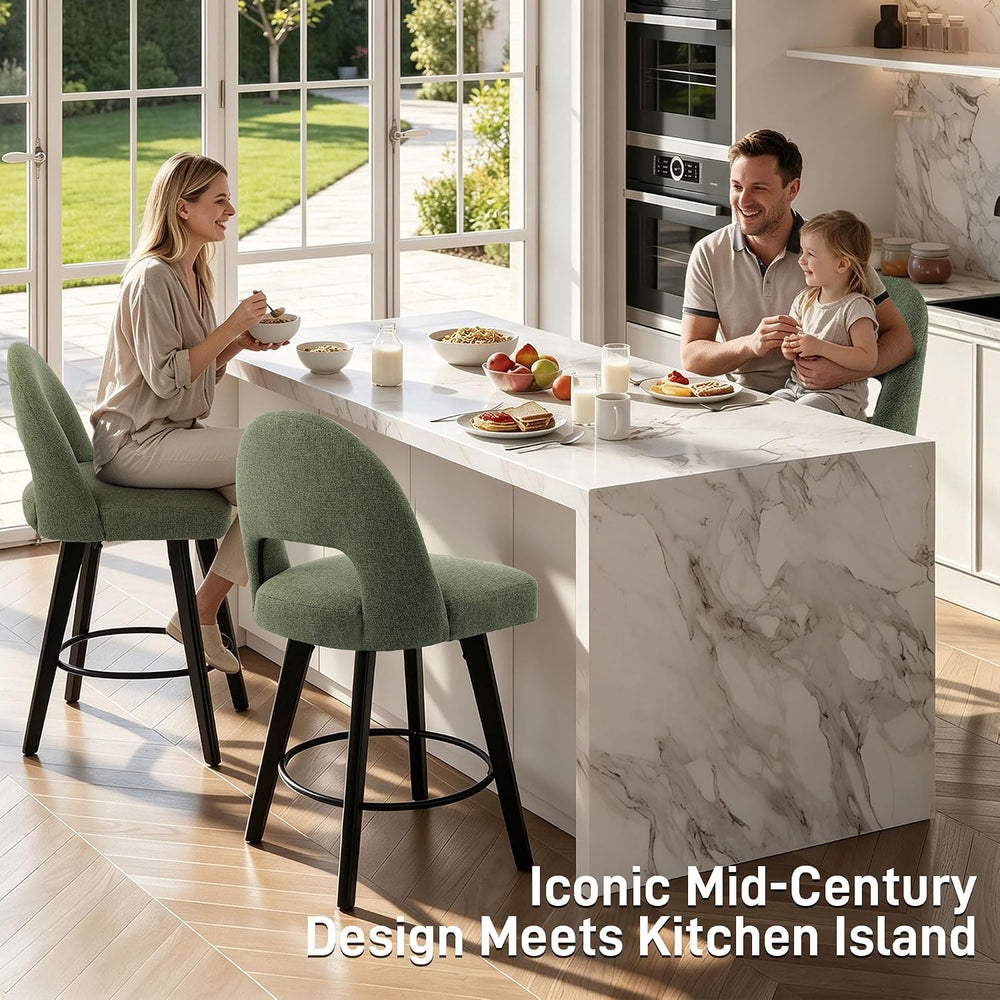 Counter Height Bar Stools Set of 3, Swivel Upholstered Bar Chairs