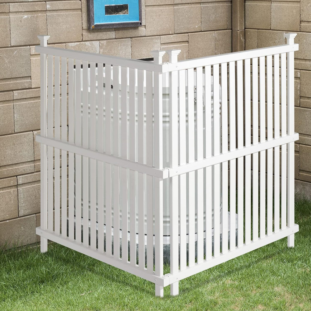 Vinyl Fence Panels 2 Pack Outdoor Picket Privacy Screen Fence, 2PCS White PVC...