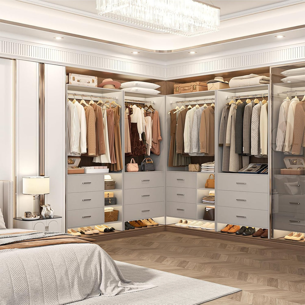 Aheaplus Closet System with 6 Drawers, 4.3ft, Set of 2, Set of 2 Grey
