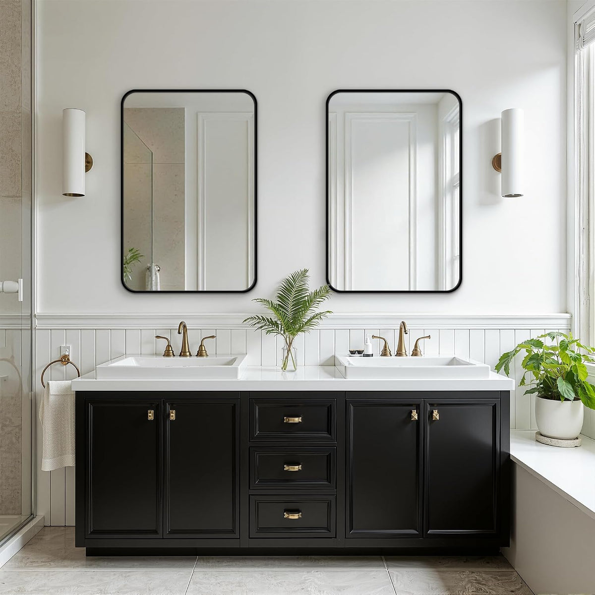 FICTOR Bathroom Mirror for Over Sink, 2 Pack 30"x20" Vanity Mirror, Black