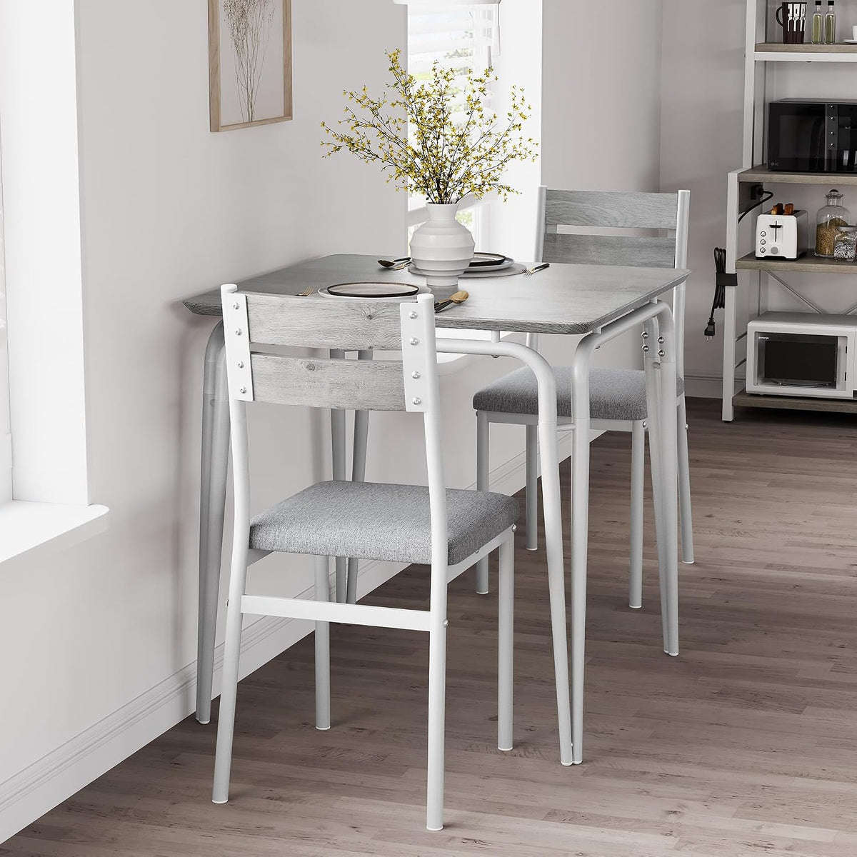 dining table for 2, small table and chairs, side view
