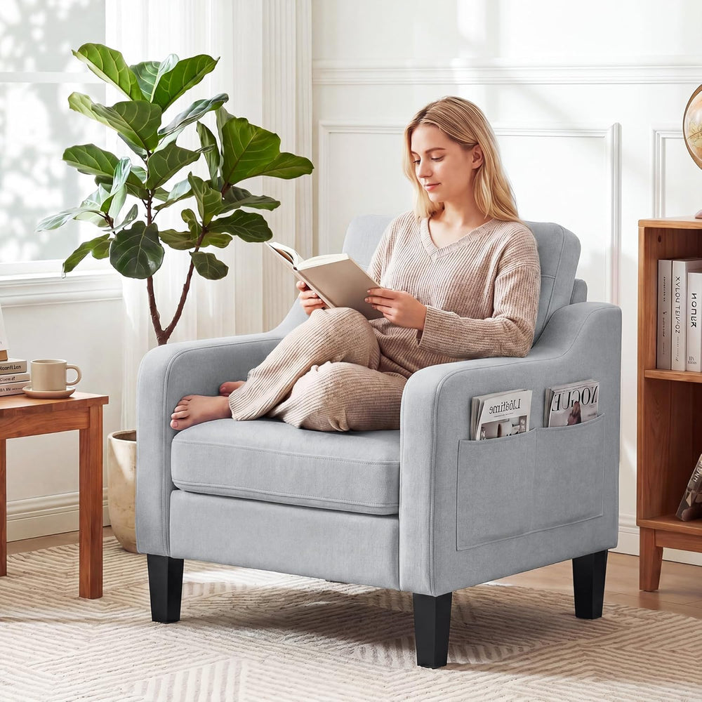 Accent Chairs Set of 2 for Living Room, Mid-Century Upholstered Armchair with...