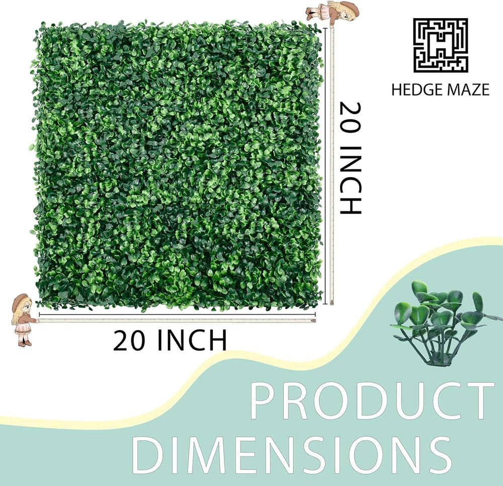 HEDGE MAZE 20" x 20" Durable Artificial Grass Wall Panels - 12PCS
