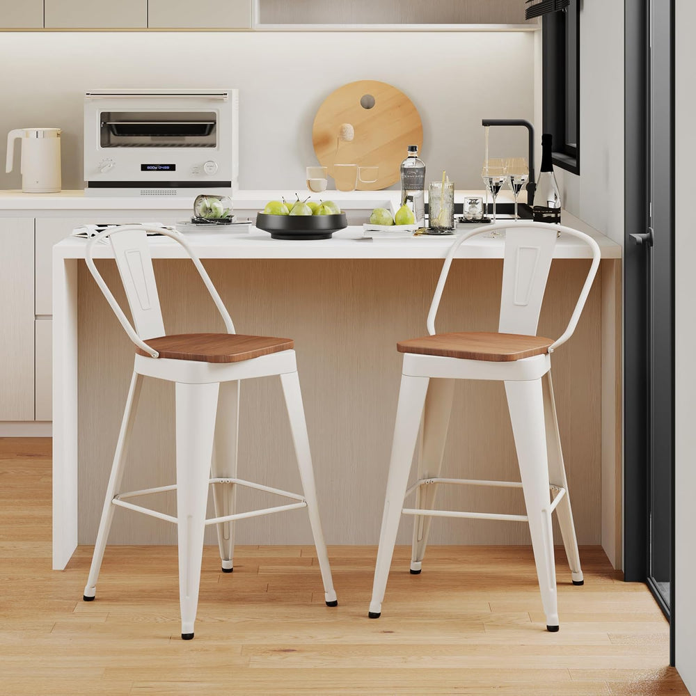 Aklaus Swivel Metal Bar Stools 26 inch Swivel Counter Height Barstools Set of...