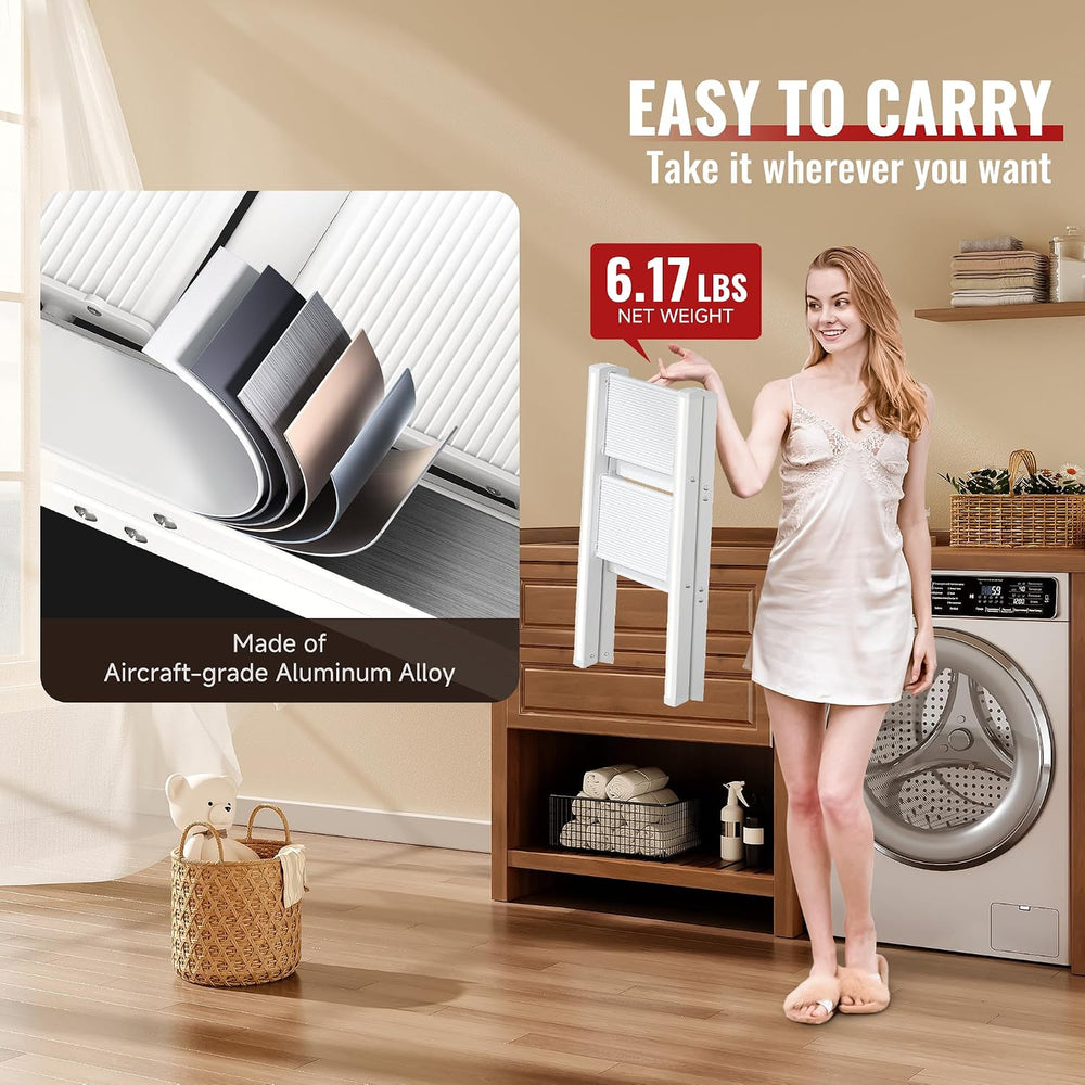 2 Step Ladder, Folding Step Stool with Anti-Slip Wide Pedal