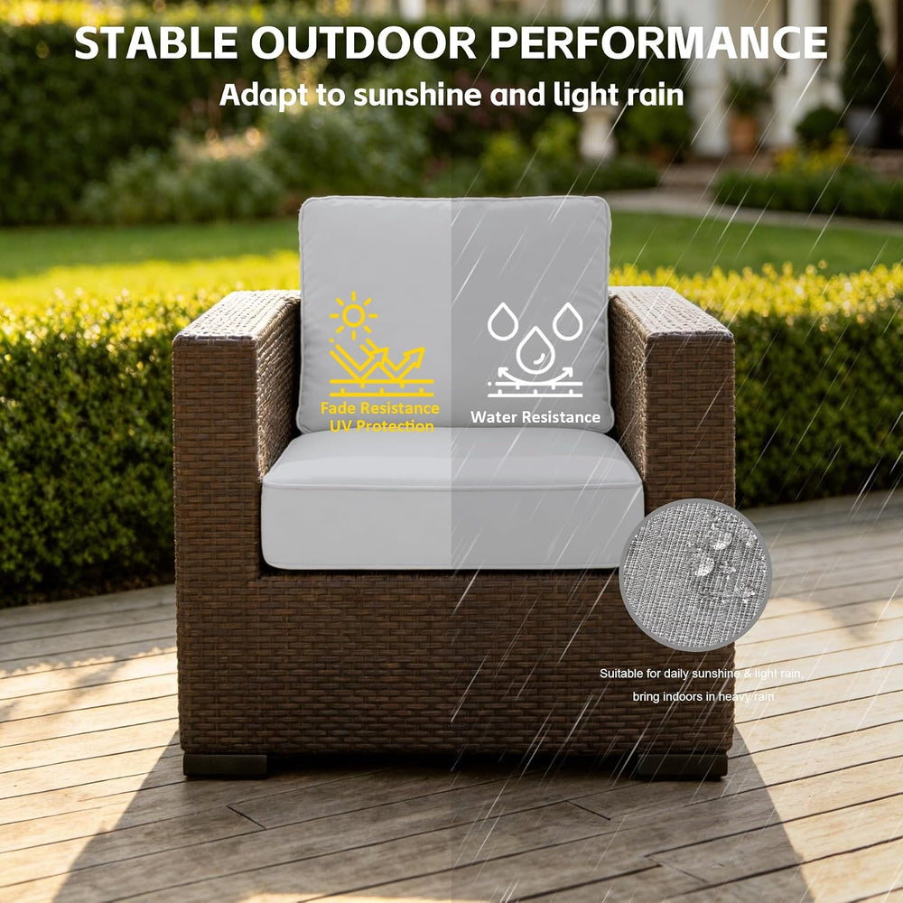 24x24 Inch Outdoor Deep Seat Cushions Set of 2, Curved Cushion Cover, Flat Th...