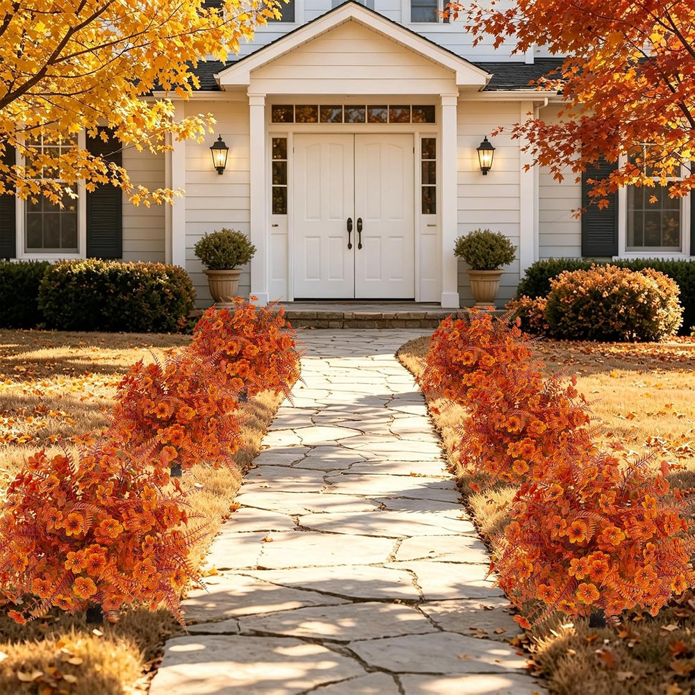 24" Fall Artificial Topiary Ball Flowers with Ground Spike,2 Pack