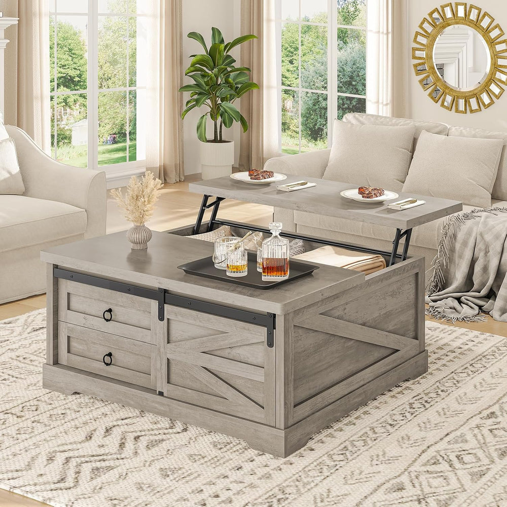 Itaar 39.4'' Lift Top Coffee Table with Storage, Farmhouse Coffee Tab...