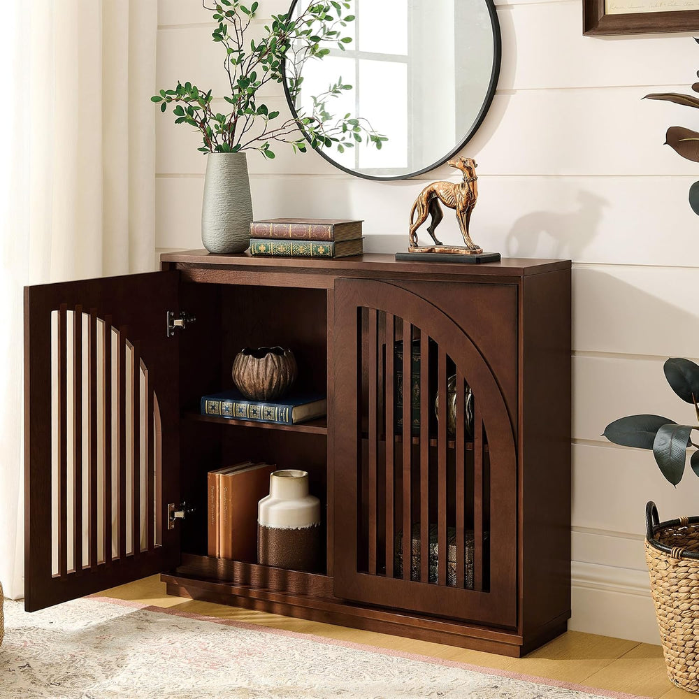 LKTART 39" Walnut Narrow Sideboard Buffet Storage Cabinet for Entryway