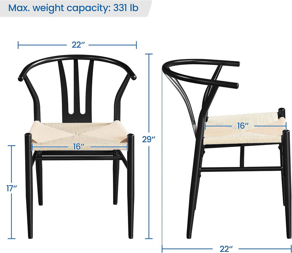 Yaheetech Dining Chairs Set of 6 Mid Century Modern Woven Chairs Black
