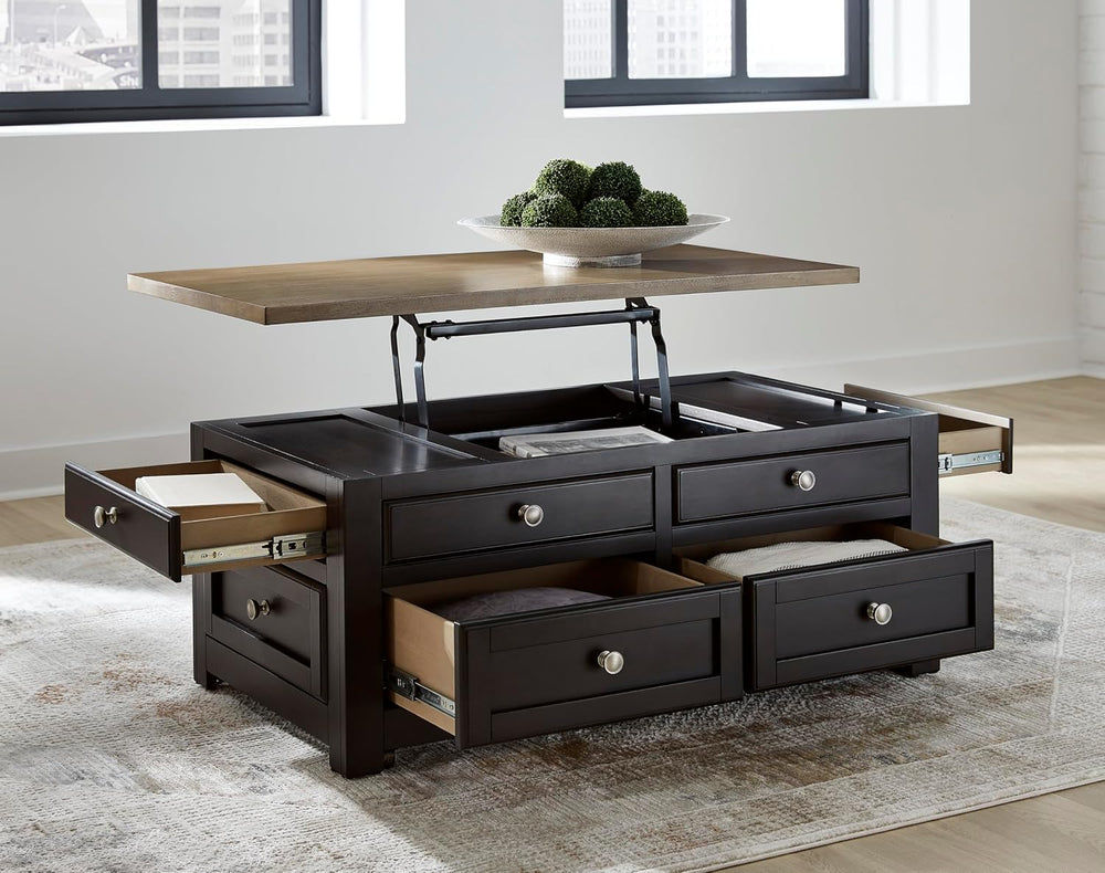Signature Design by Ashley Drazmine Casual Lift-Top Coffee Table with 4 Drawe...