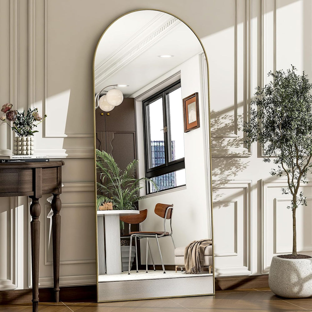 57" x 20" Arched Full Length Mirror - Wall Mounted/Floor Mirror Alu...