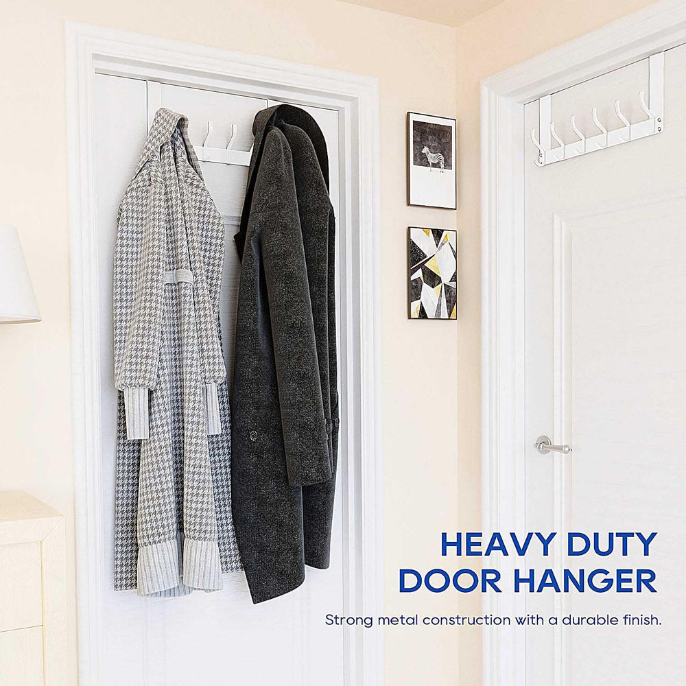 Over The Door Hooks, No Assembly Door Hanger, 2-Pack, White