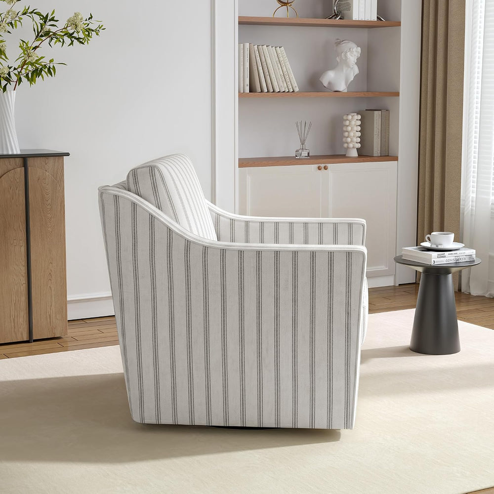 Swivel Accent Chairs Set of 2, 360° Swivel Armchairs, Pinstripe Gray