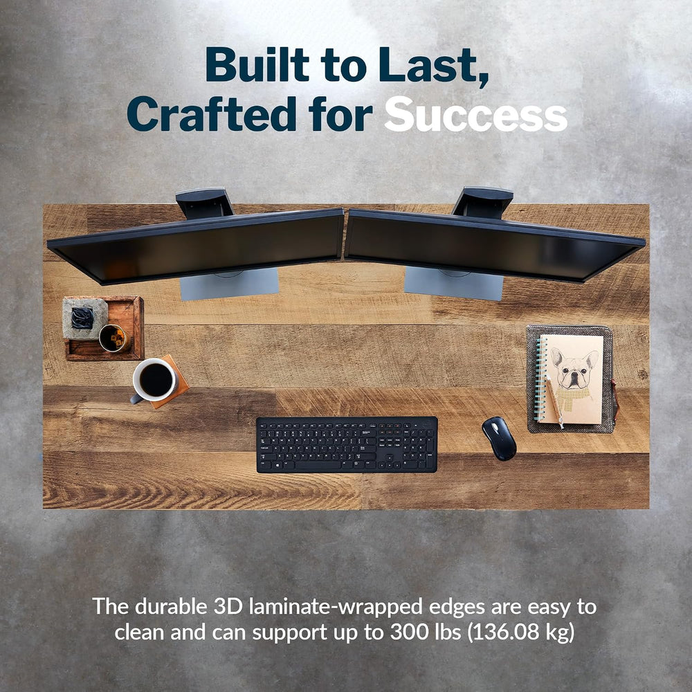 Vari Table for Home Office – 60x24 – Reclaimed Wood/Slate