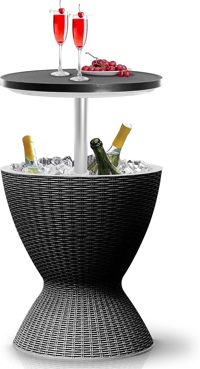 SereneLife Outdoor Cool Bar Table, 7.5 Gallon Beer and Wine Cooler, Patio Fur...