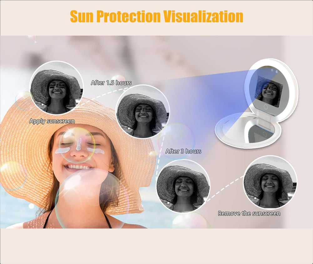Zyyini UV Makeup Mirror, 3.5 Inch Travel Compact Mirror with Camera for Sunsc...
