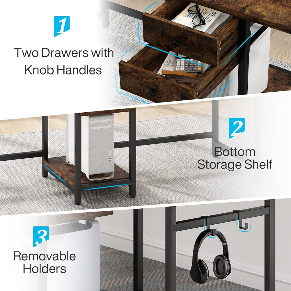 Tribesigns 78.74’’ Two Person Desk with 2 Drawers, Long Double Computer Desk ...