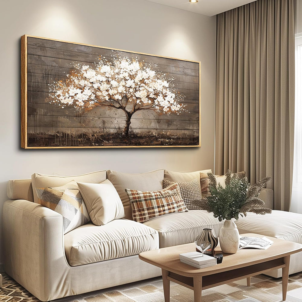Wapluam Tree Of Life Wall Art,Neutral Abstract Canvas Painting Art Prints,Fra...