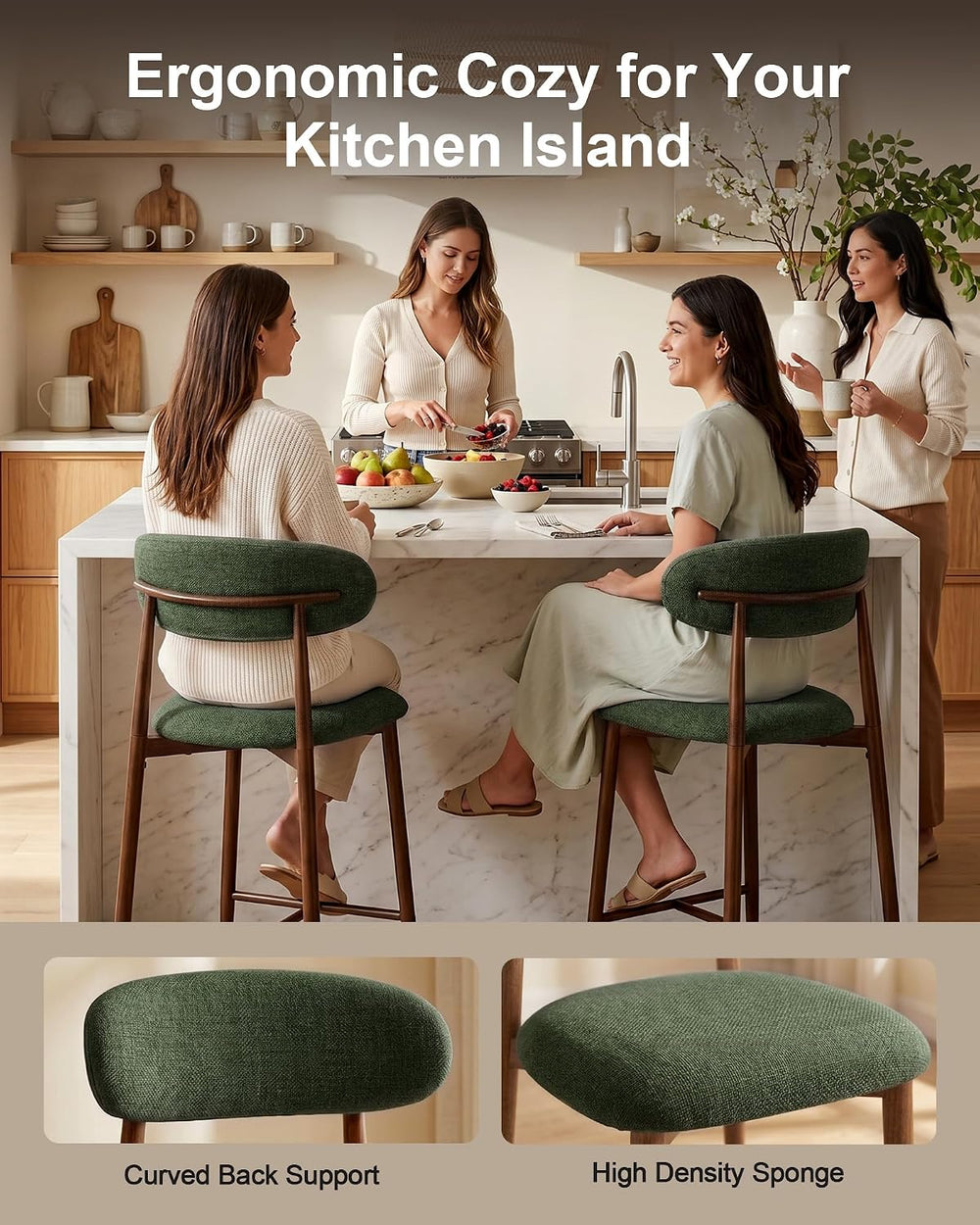 MOLENE Metal Bar Stools Set of 2, 26″ Counter Height Bar Stools with Backs, M...