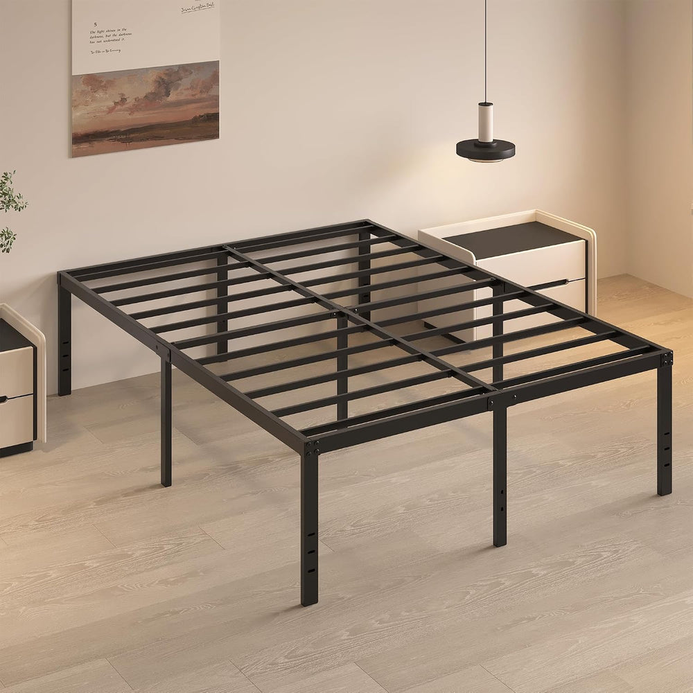 HOBINCHE 20 Inch Full Size Bed Frame, No Box Spring Needed, Heavy Duty Black ...