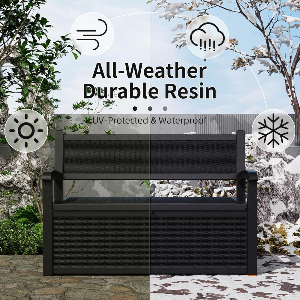 EasyUp 100 Gallon Outdoor Storage Bench Lockable Deck Box Outdoor Storage Box...