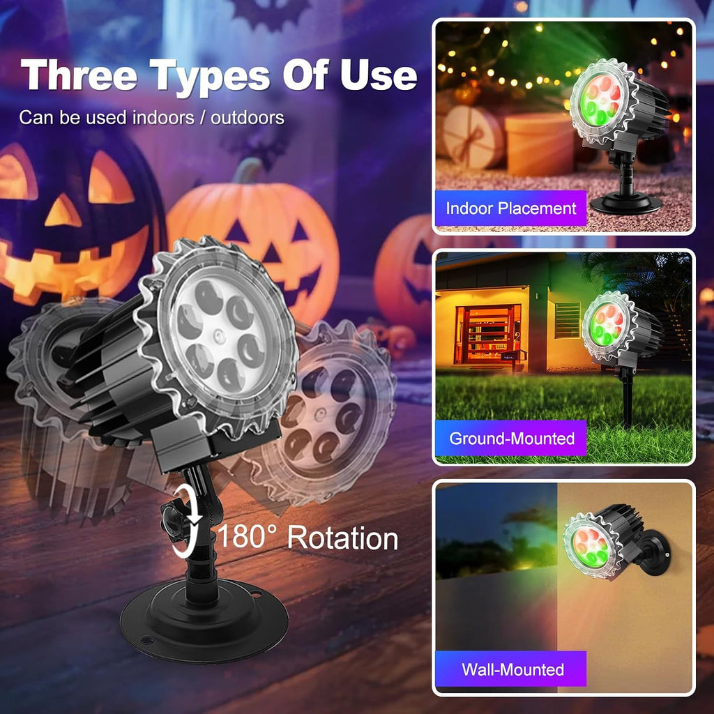 Matekxy Halloween Projector Lights Outdoor, 2025 Upgraded 3D Brighter Green&Red Decoration LED Light, Landscape IP44 Waterproof Holiday Lamp for Xmas Parties Garden Patio Indoor