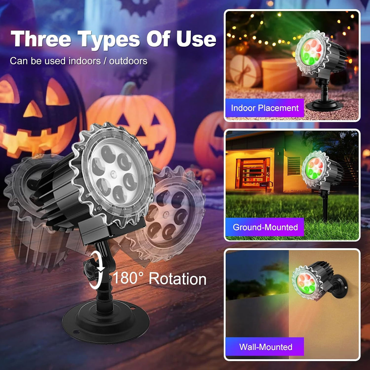 Matekxy Halloween Projector Lights Outdoor, 2025 Upgraded 3D Brighter Green&Red Decoration LED Light, Landscape IP44 Waterproof Holiday Lamp for Xmas Parties Garden Patio Indoor