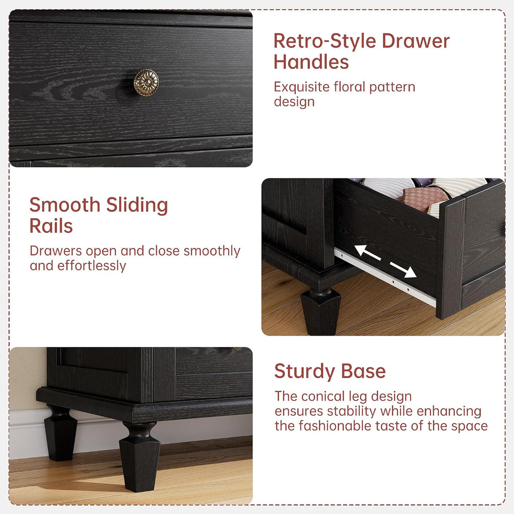 Garvee 47" Tall Dresser for Bedroom, Vintage 6 Drawer Dresser with Carve...