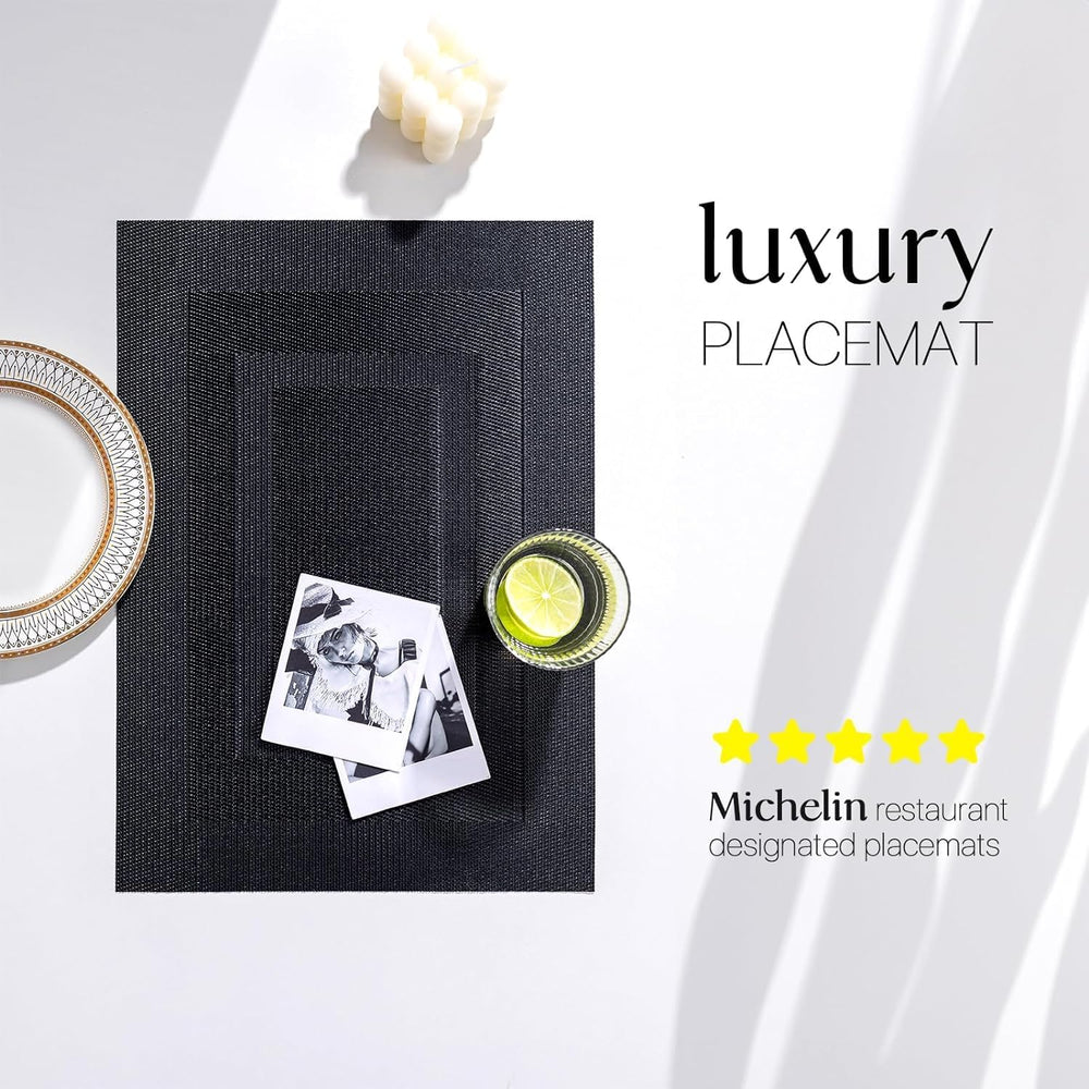 LEXMORE PlaceMats Set of 12 Vinyl/Plastic Woven Place Mats for Kitchen Table ...