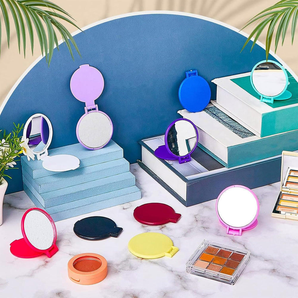 Juexica 500 Pcs Compact Mirrors Bulk, Mini Folding Stand, Classic Colors