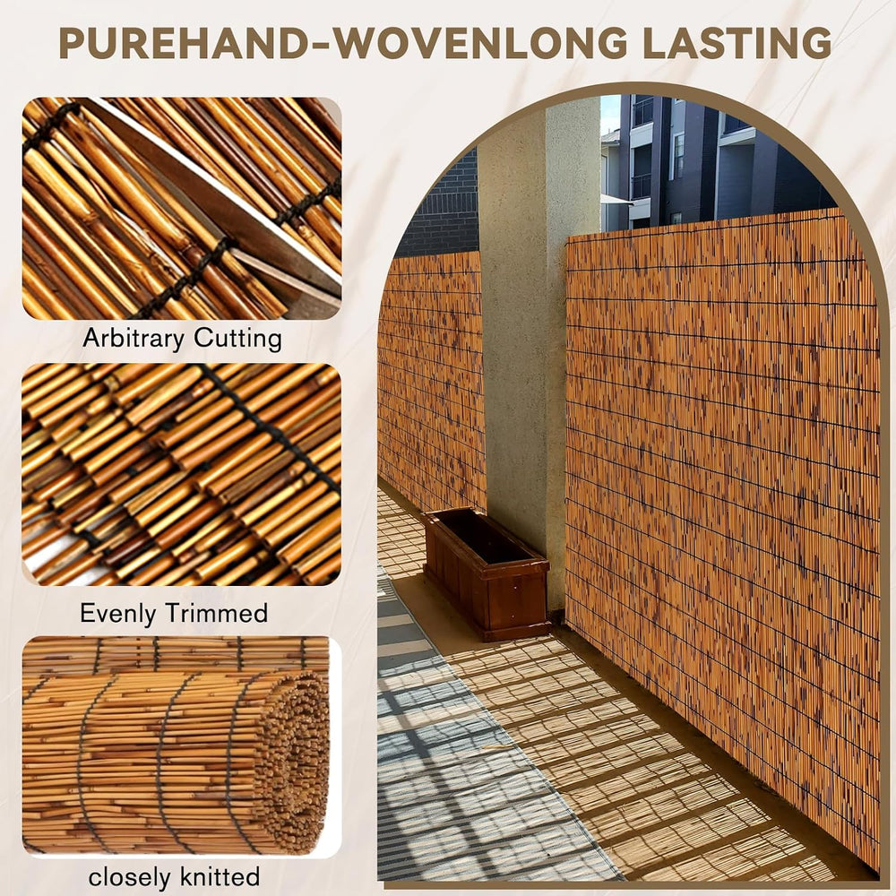 KOIUEYW Bamboo Privacy Fence, Decorative Bamboo Fence Rolls 6 Feet High, Ligh...