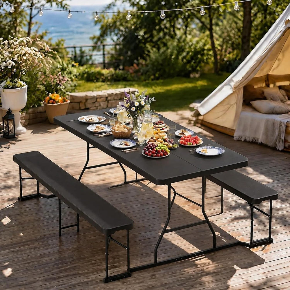 DWVO 6ft Folding Picnic Table Set, Foldable Picnic Table with Bench
