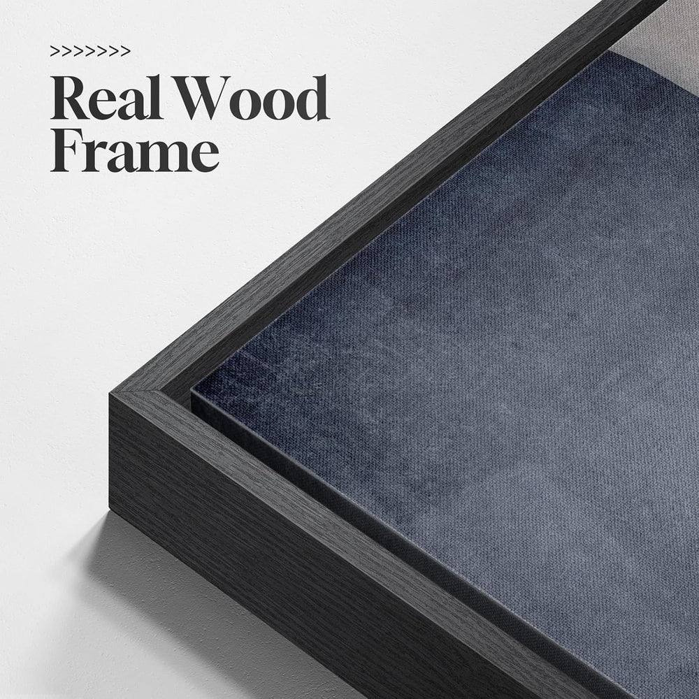 Large Framed Blue Gray Modern Abstract Wall Art, 1 Piece 24x36 In