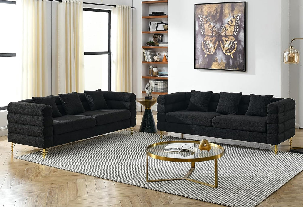 2 Piece Living Room Sofa Set,Boucle Couch with Loveseat and 3 Seater