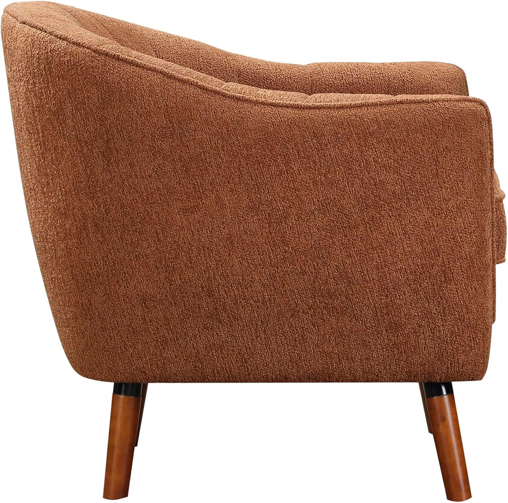 Lexicon Alard Tufted Fabric Barrel Accent Chair, Rust