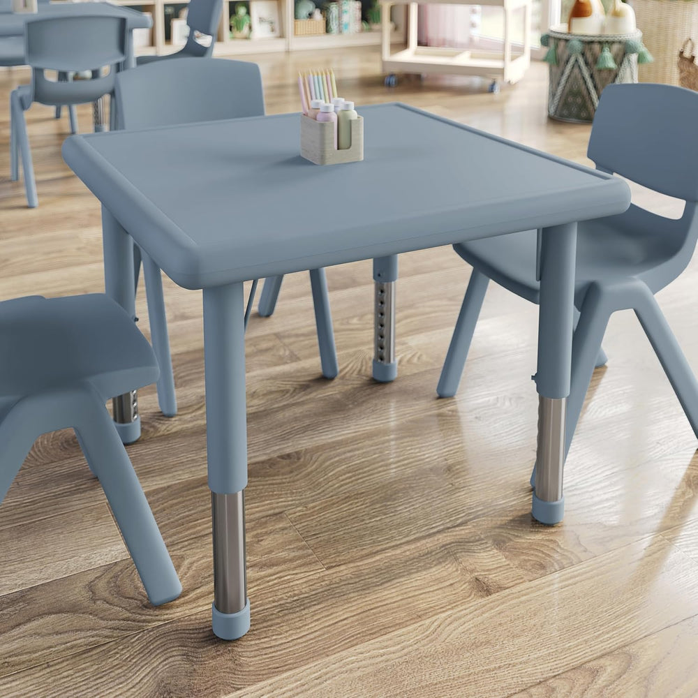 Flash Furniture 24" Square Height Adjustable Activity Table, Dusty Blue