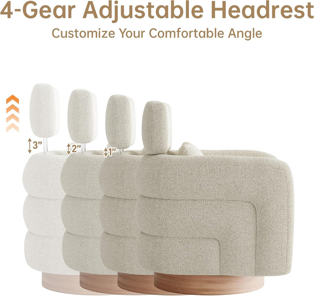 360 Degree Swivel Accent Chair with Adjustable Headrest, Camel