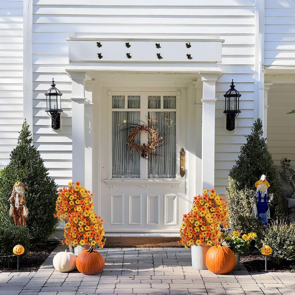Outdoor Fall Artificial Flowers - 2 Pack Topiary Flower Balls with Ground Sta...