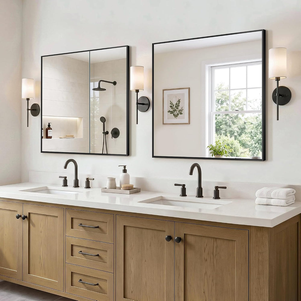Bathroom Vanity Mirrors for Over Sink, 2 Pack 30"x30" Black Mirrors