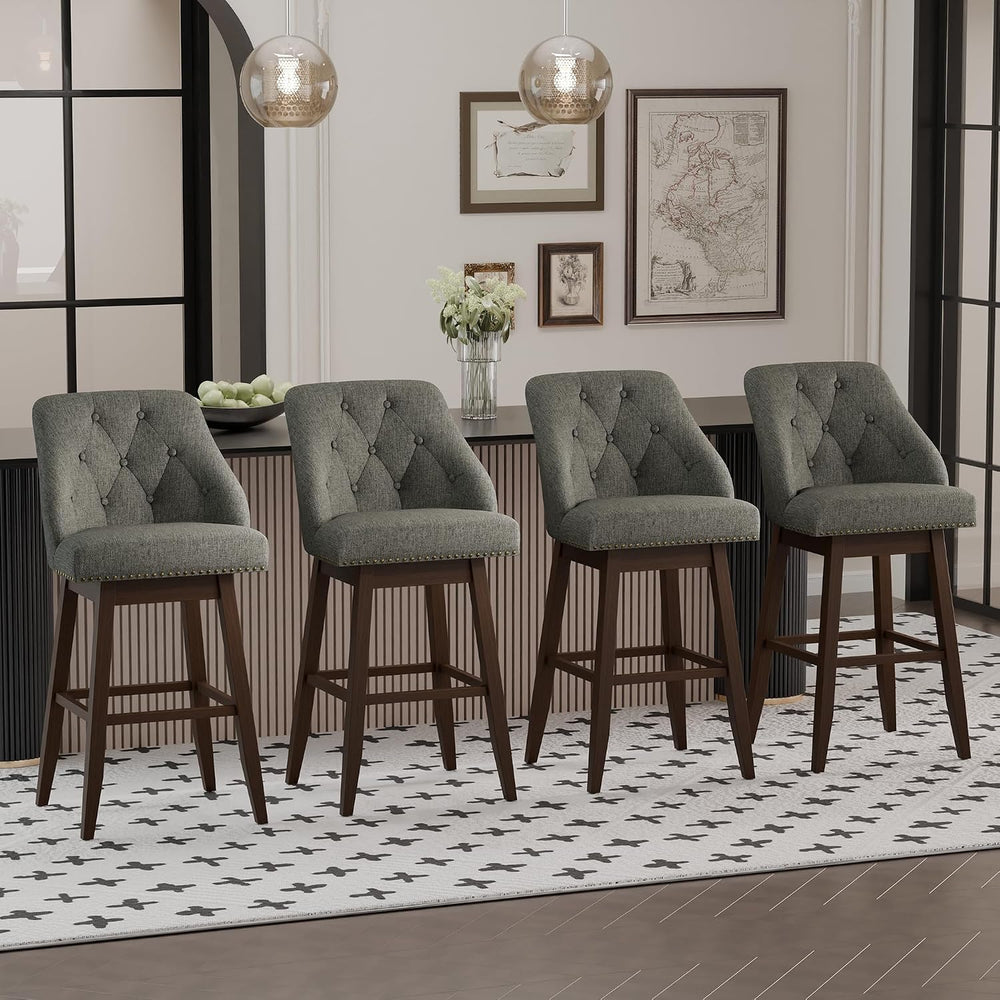 30" Bar Height Swivel Bar Stools Set of 2, Grey