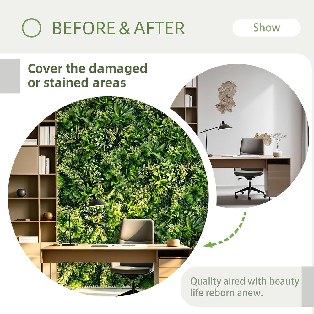 TTTM 12 Pieces of 20"x20": UV-Anti Artificial Boxwood Grass Wall Pa...