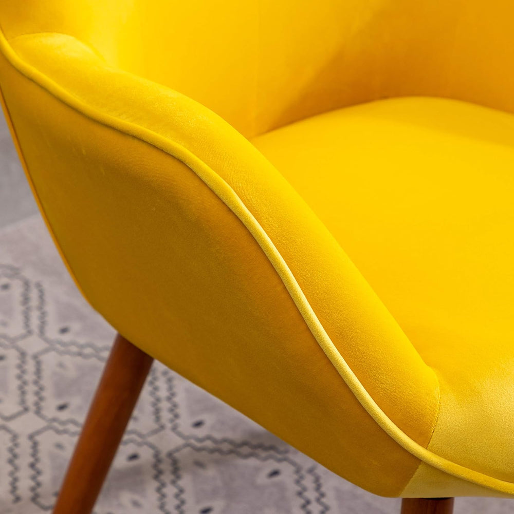 Roundhill Furniture AC155YL Doarnin Silky Velvet Tufted Button Accent Chair, ...